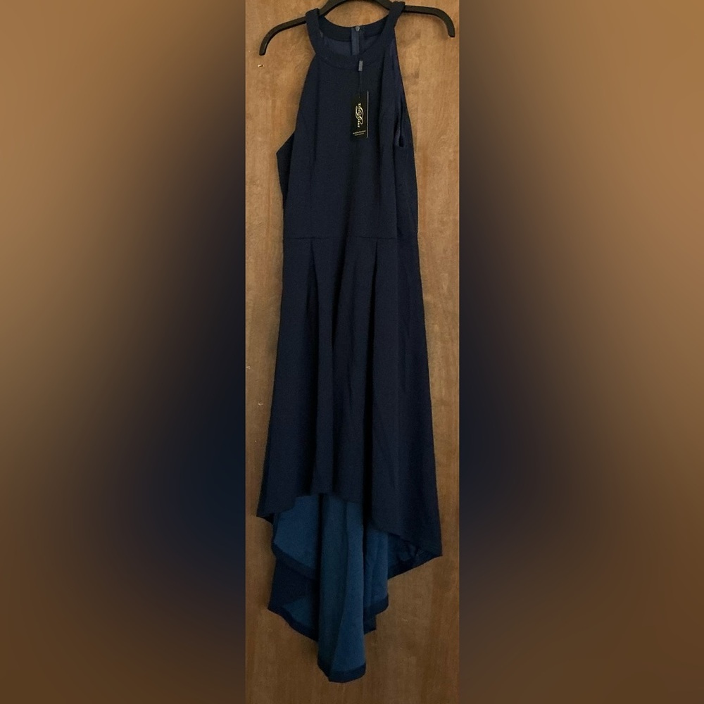 NWT DressyStar Navy Blue Dress Halter,High Low Formal Cocktail Prom Size XL